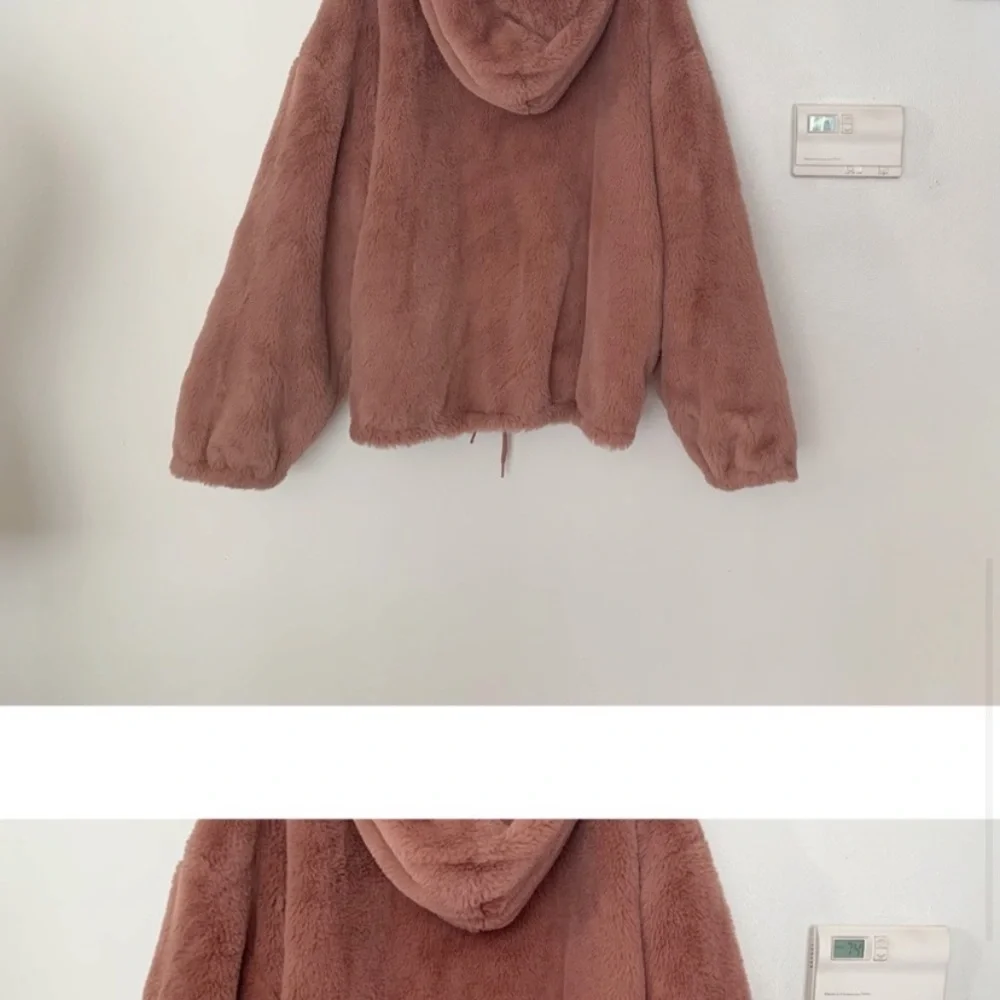 Lucky Brand Faux Fur Hooded Bomber Jacket Coat Size XL - Picture 9 of 11